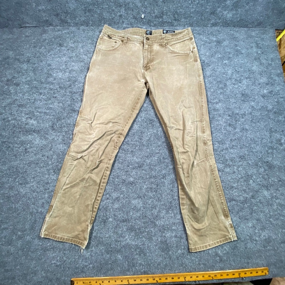 Kuhl Rydr Lean Mens 36x32 Khaki‎ Tan Heavyweight Twill Outdoor Pants HOLE